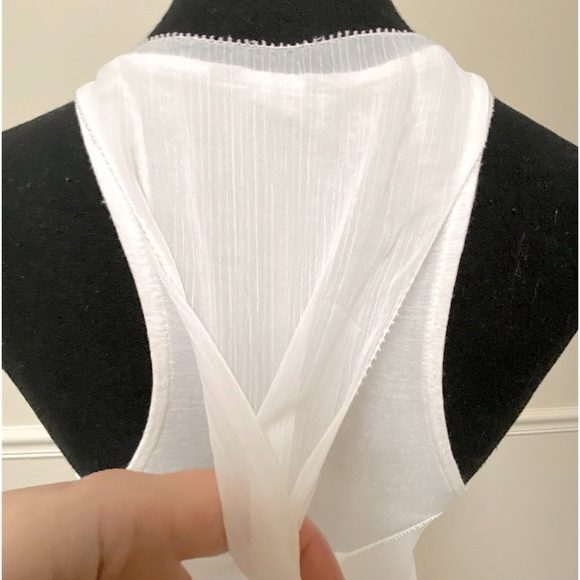 ANN TAYLOR White Tulle & Cotton Racerback Flowy Tanktop - Picture 15 of 16